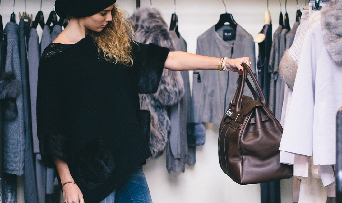 Woman shopping at a clothing store
