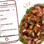 Illustration of a smart phone showing Chipotle's online menu next to a Chipotle bowl