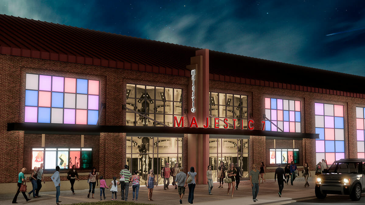 Rendering of the Majestic 7 Cinemas entrance